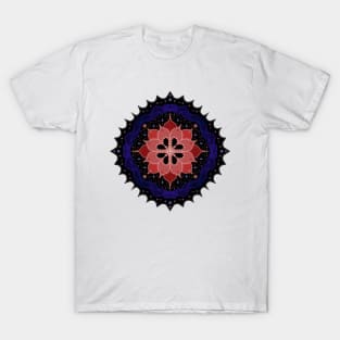 Circular Pointed Mandala Red-Pink-Purple T-Shirt